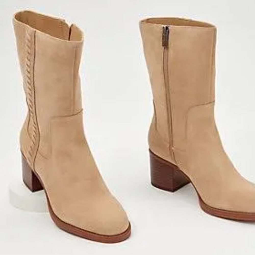 NWT VINCE CAMUTO MID-SHAFT SUEDE BOOTS ZELCINNA TORTILLA VERONA Size 6.5 - Picture 4 of 14